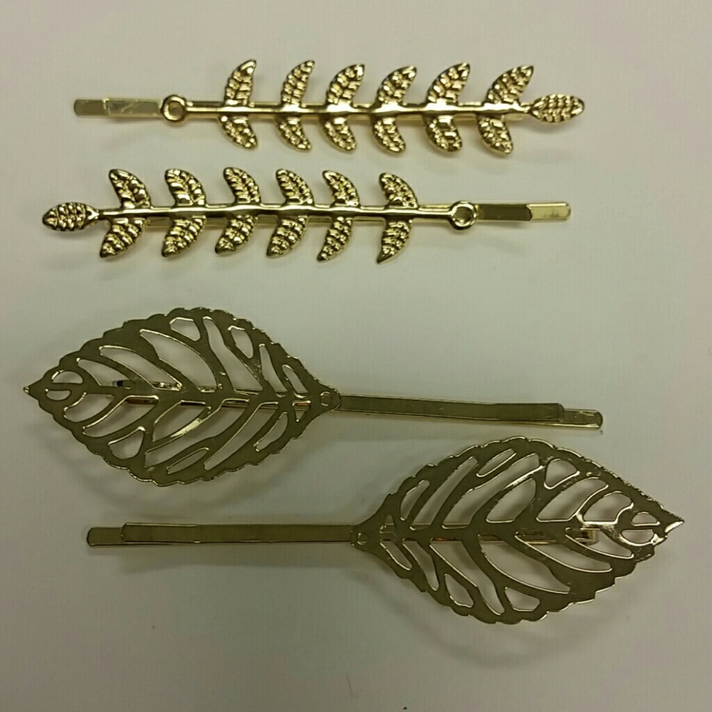 Gold Leaves Bobby Pins